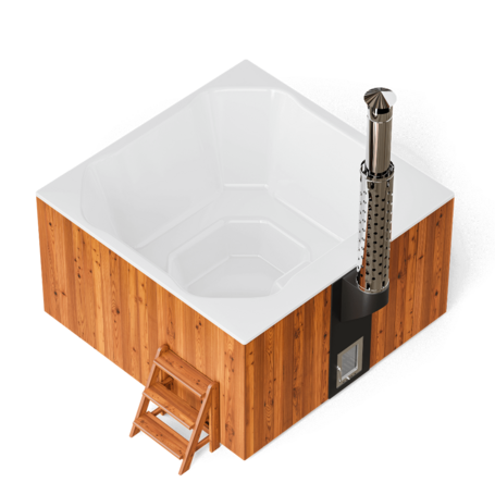 Купель Фурако Polar Spa ELITE QUATTRO 200 квадратная с интегрированной печью для 6-8 человек (термососна светлая) фото  фото - 1